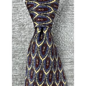 Vtg Lord & Taylor LT Designs Silk Tie Italy 4" Wide Geometric Blue Red Gold